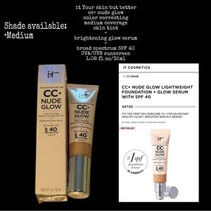 It cosmetics cc+ nude glow lightweight foundation+glow serum with spf40 medium